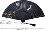 Chinese Style Handheld Folding Fan Vintage Classic Hand Fan for Wedding Dance Party Photo Prop with Crane Pattern