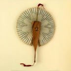 Antique Mirrored Mechanical Fan, Olive Wood Swallow Print Folding Fan with Hidden Mirror & Lace Trim, Classic European Retro Photo Prop, Unique Home Decor Collectible Gift for Women (2PCS)