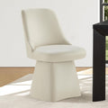 KISLOT Swivel Dining Chairs Set of 1, Upholstered Mid Century Modern Deskchair with High Back, Faux Leather Kitchen Chairs for Dining Room, Bedroom, Dressing Room, Cream