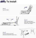 Byliable Folding Table 6ft, Heavy Duty Portable Plastic Fold-in-Half Utility Table with Carrying Handle for Indoor Outdoor, Camping Picnic Party, White