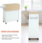 Kitchen Island with Storage, Rolling Kitchen Island on Wheels with Scalable,Open Spice Rack Shelf, Door Cabinet，Kitchen Cart Island Table for Kitchen, White