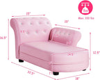 GLACER Kids Sofa, Pink Toddler Couch Princess Sofa with PVC Leather and Embedded Crystal, Upholstered Children Chaise Lounge, Baby Sofa Chair Children Armchair for Girls