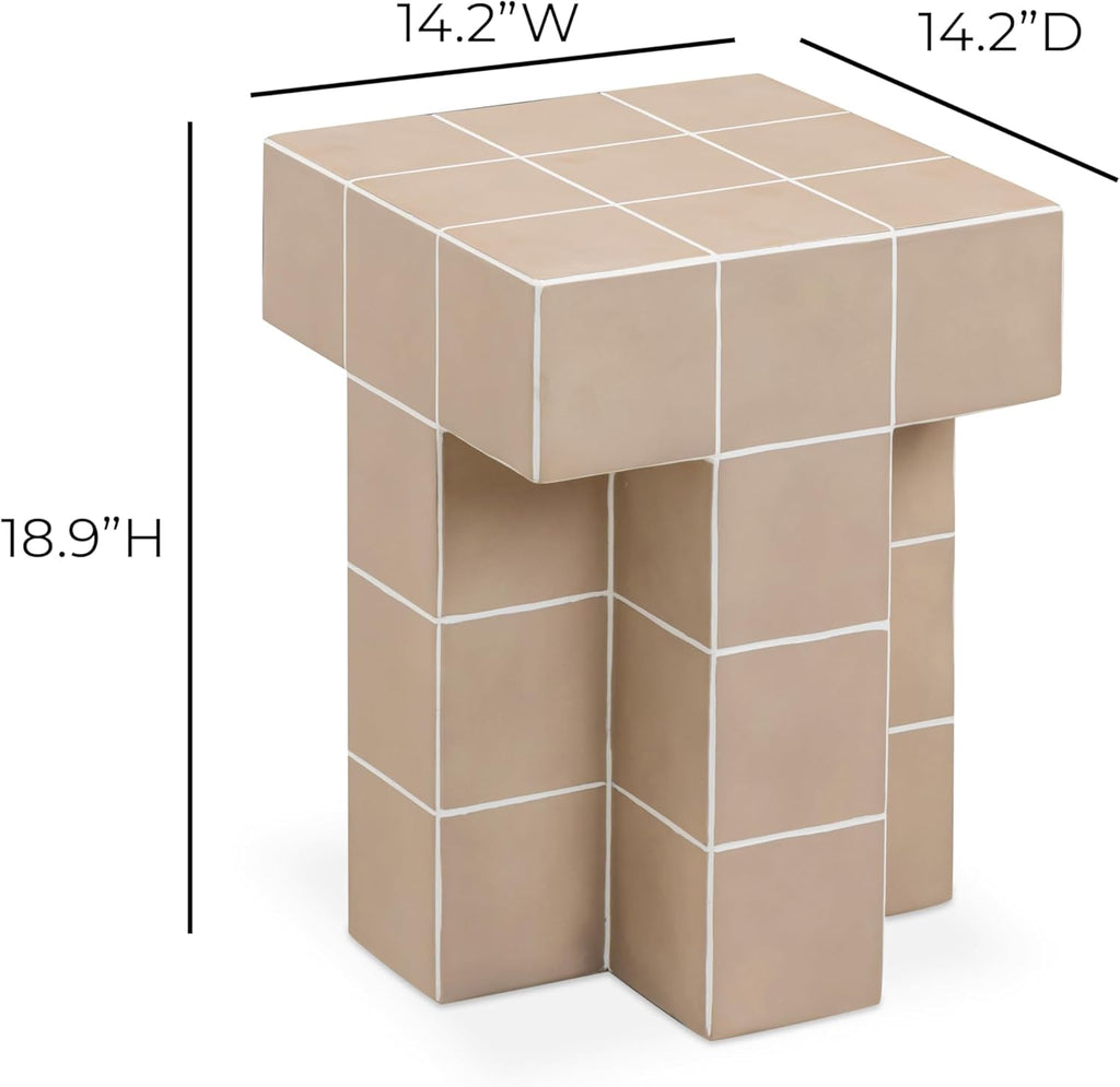 Tov Furniture Alma Taupe Tile Concrete Indoor/Outdoor Side Table