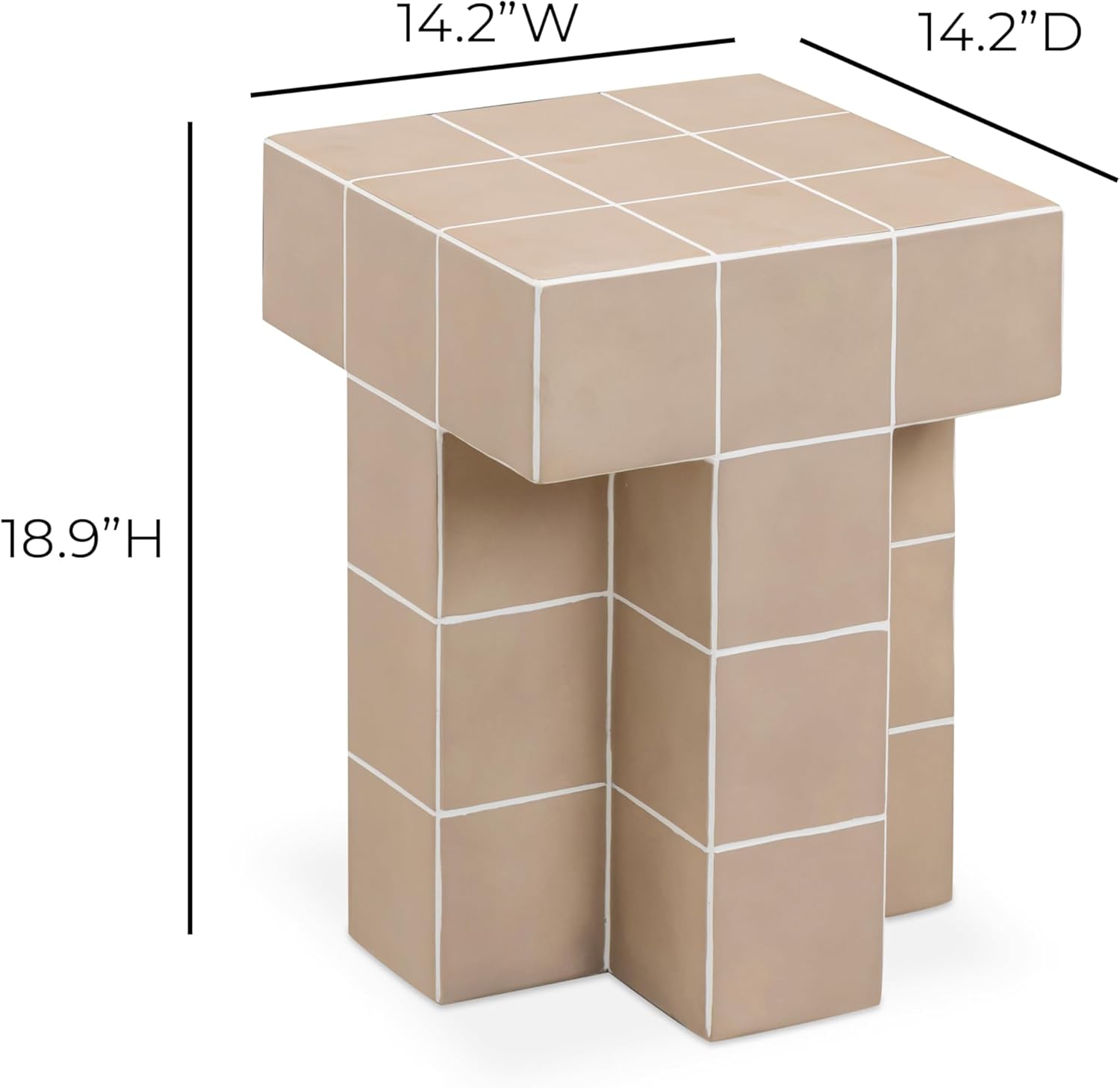 Tov Furniture Alma Taupe Tile Concrete Indoor/Outdoor Side Table
