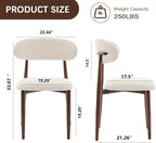 AQO Dining Chairs Set of 4, Modern Dining Room Chairs Kitchen Chairs with Metal Legs, Farmhouse Fabric Dinner Chair for Kitchen Dining Room, Beige/Walnut-Grain Metal Legs