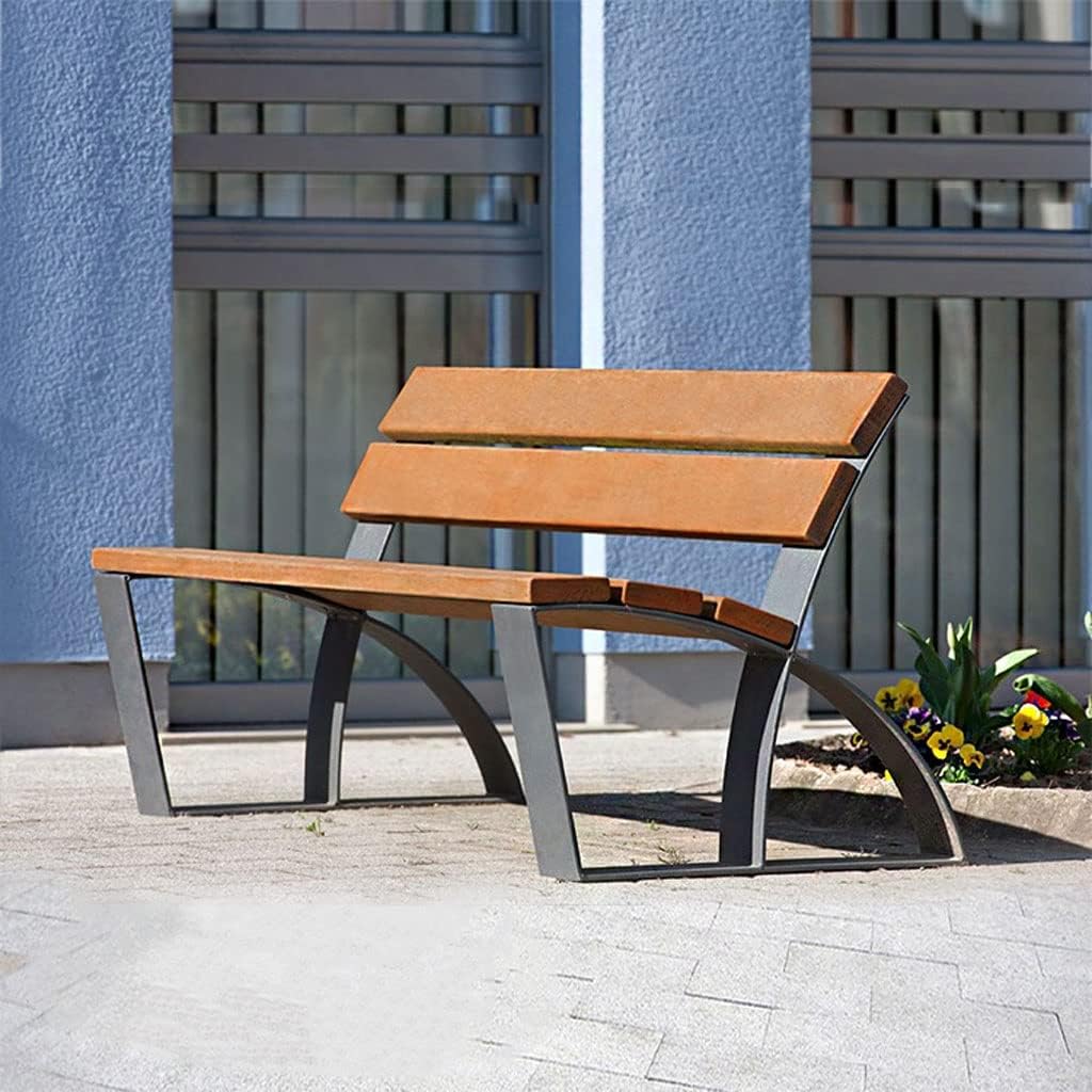 Patio Benches for Outdoors Creative Outdoor Bench Park Chair Square Galvanized Sheet Seat Community Landscape Leisure Garden Benches for Outdoors