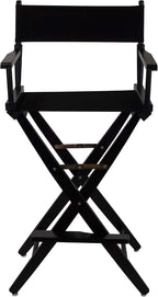 Casual Home American Trails Extra-Wide Premium Directors Chair 30" H Bar Height Black Frame Black Canvas