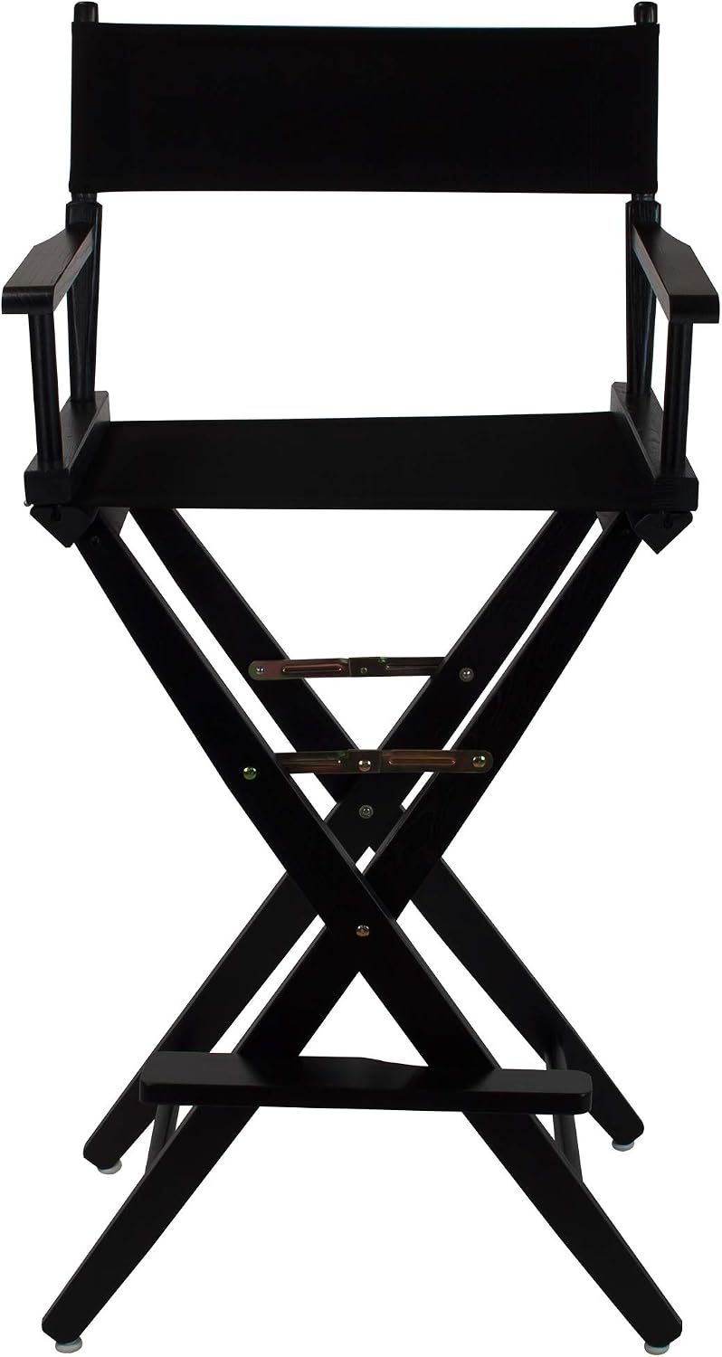 Casual Home American Trails Extra-Wide Premium Directors Chair 30" H Bar Height Black Frame Black Canvas