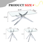 3 Pieces Living Room Table Set, 47" Glass Coffee Table and 2 End Table, Glass Coffee Table Set with Tempered Glass Tabletop and Metal Legs, for Living Room, Leisure, Apartment