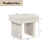 Penau Modern Accent End Table, Contemporary Rectangular Side Table with MDF Wood-Grain Veneer, Bold Block Legs, Smooth Top for Living Room Bedroom Office, White, 23.5 x 22 x 23 Inchs