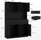 Garvee 47" Fluted Kitchen Pantry Cabinet with Countertop and Charging Station - Tall Pantry Storage Cabinet with 2 Drawers and Adjustable Shelves for Dining Room, Living Room