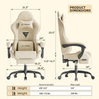 Gaming Chair Racing for Adult, Office Chair with Footrest Massage Lumbar Cushion, Velvet Fabric Reclining Video Game Chairs, Ergonomic Computer Chairs Height Adjustable, for Home Streaming, Beige