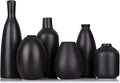 6 Pack Small Black Ceramic Bud Vases for Home Decor - Modern Boho Small Vases for Centerpieces in Bulk, Mini Flower Vases for Dry Flowers, Wedding, Table, and Party Decorations