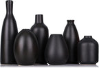 6 Pack Small Black Ceramic Bud Vases for Home Decor - Modern Boho Small Vases for Centerpieces in Bulk, Mini Flower Vases for Dry Flowers, Wedding, Table, and Party Decorations