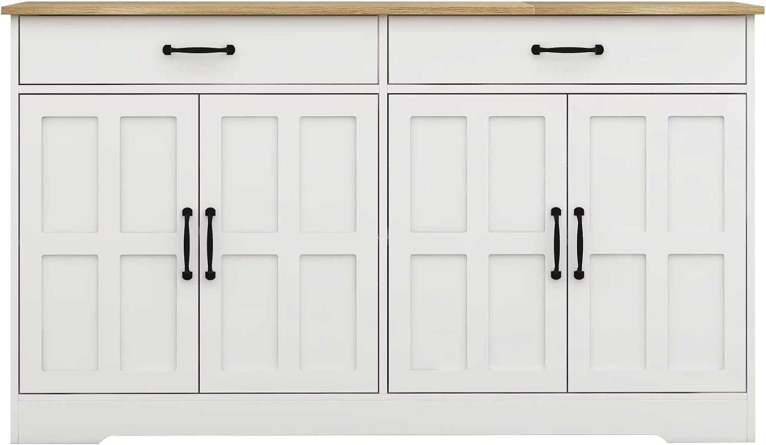 Large Farmhouse Buffet Cabinet Storage Sideboard, with 2 Drawers and 4 Doors, for Dining Living Room Kitchen,for Kitchen Home