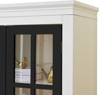 roomfitters 71.2'' Pantry Cabinet with Glass Door, Farmhouse Display Cabinet with Storage for Kitchen and Hallways, Black & Cream White
