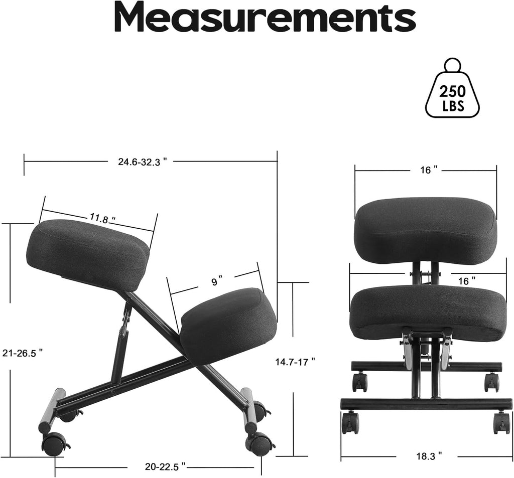 Kneeling Chairs Linen Ergonomic Home Office Chair Adjustable Height Seat Rolling Wheels Comfort Thick Cushion Work Stool Improve Posture Chairs