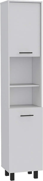 Pantry,Four Legs,Three Interior Shelves,Two Shelves,Two Cabinets for Kitchen,Laundry,Living Room,Bedroom-White,15.7 * 13.7 * 13.7