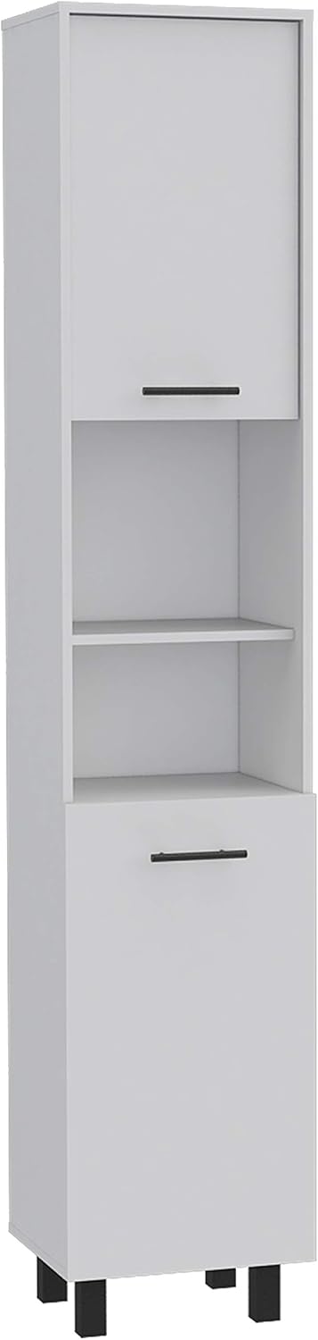 Pantry,Four Legs,Three Interior Shelves,Two Shelves,Two Cabinets for Kitchen,Laundry,Living Room,Bedroom-White,15.7 * 13.7 * 13.7