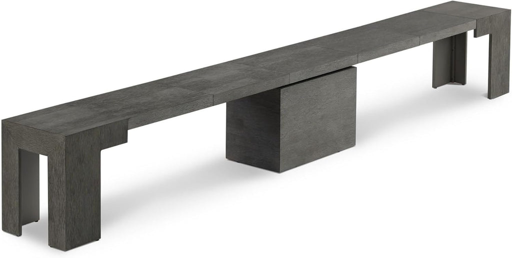 Transformer Table - Extendable Dining Bench, Solid Wood Expandable Seating 1–6, Multifunctional Dining Bench with Integrated Storage, Modern Farmhouse Wood Bench, Dark Grey