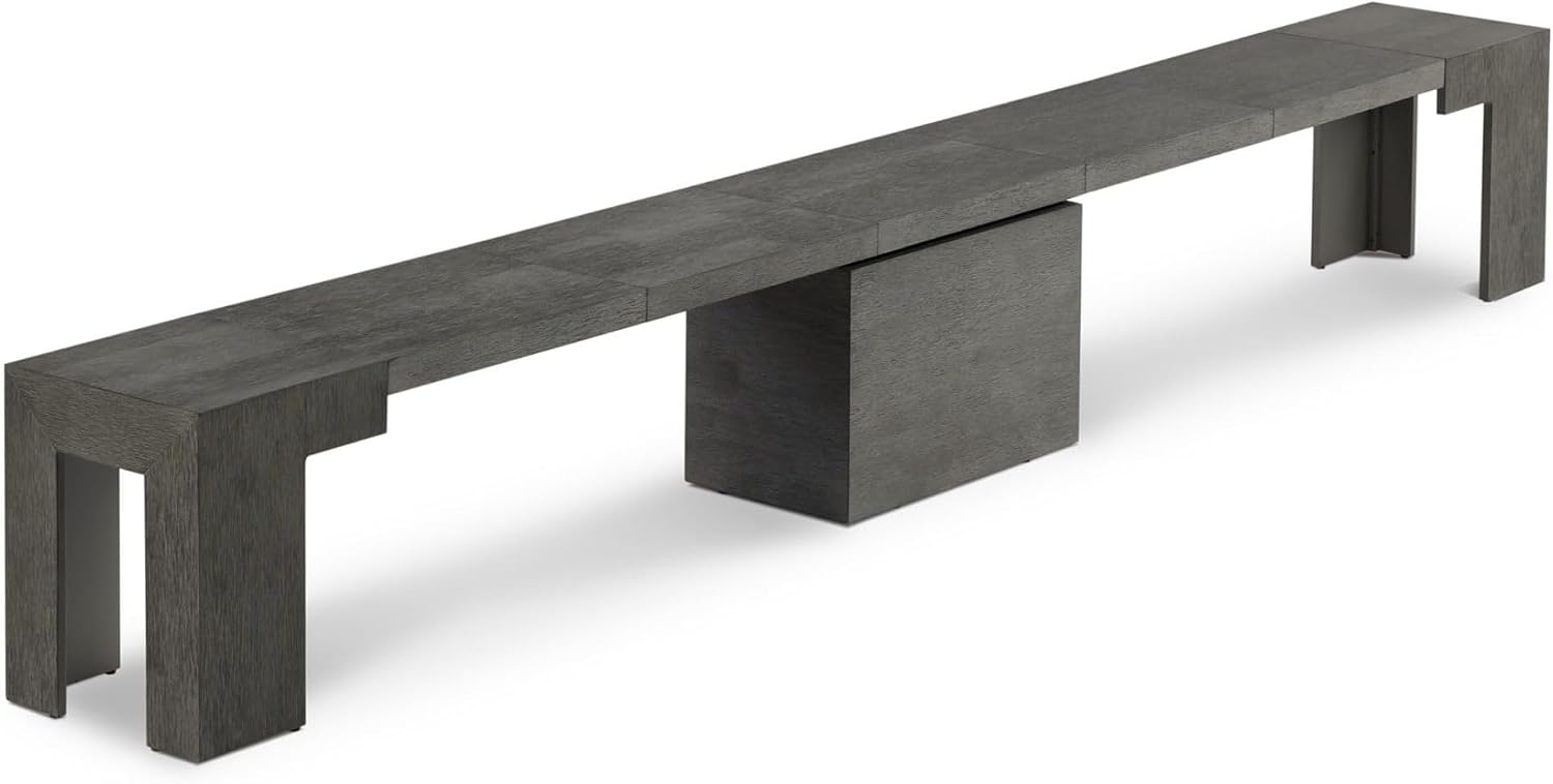 Transformer Table - Extendable Dining Bench, Solid Wood Expandable Seating 1–6, Multifunctional Dining Bench with Integrated Storage, Modern Farmhouse Wood Bench, Dark Grey