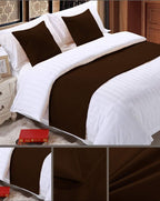 Elegant Decor 800 Thread Count Egyptian Cotton Bed Runner Decorative Bed Scarf 1 Piece & 2 Piece Matching Cushion Cover Cal-King Size [White Solid] (Chocolate, King)