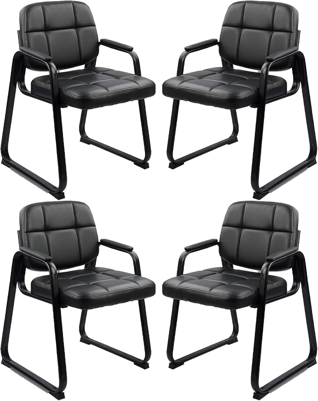 CLATINA Waiting Room Office Guest Chair with Padded Arms, Reception Meeting Conference Waiting Room Lobby Home Desk Big and Tall Executive Office Chair, Black (4 Pack)