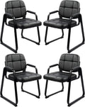 CLATINA Waiting Room Office Guest Chair with Padded Arms, Reception Meeting Conference Waiting Room Lobby Home Desk Big and Tall Executive Office Chair, Black (4 Pack)