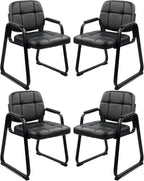 CLATINA Waiting Room Office Guest Chair with Padded Arms, Reception Meeting Conference Waiting Room Lobby Home Desk Big and Tall Executive Office Chair, Black (4 Pack)