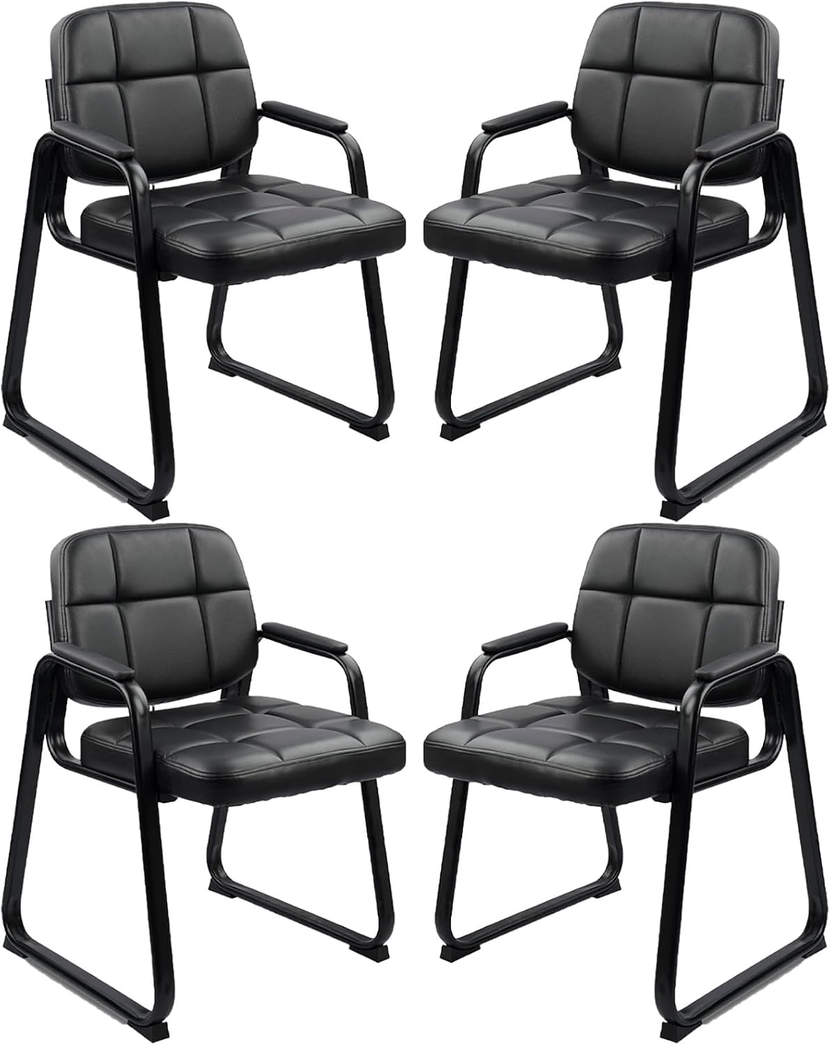 CLATINA Waiting Room Office Guest Chair with Padded Arms, Reception Meeting Conference Waiting Room Lobby Home Desk Big and Tall Executive Office Chair, Black (4 Pack)