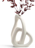 STHIE Modern White Ceramic Flower Vases for Home Decor Aesthetic, Boho Decorative Vase for Bouquet Pampas Grass, Living Room Bedroom Kitchen Maximalist Decor (White)