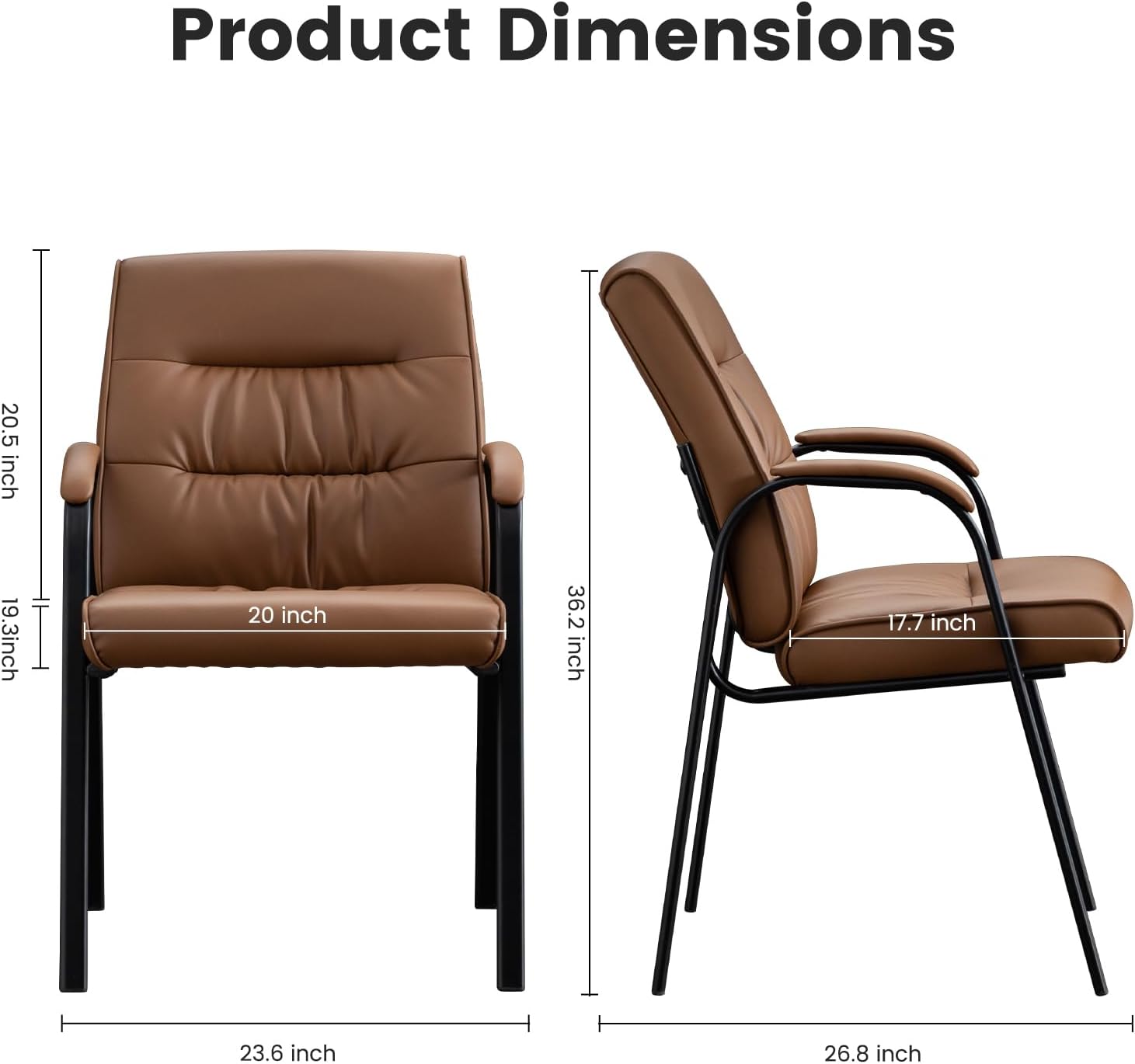 Office Guest Reception Chair Set of 2, Conference Room Chairs Waiting Room Chairs 2 Pack, Modern Leather Office Desk Chair No Wheels.