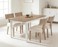 chairus Dining Chairs Set of 4, Upholstered Farmhouse Kitchen Chairs with Natural T-Shape Wood Back Armless Dining Room Chairs with Soft Wide Seat, Linen Beige