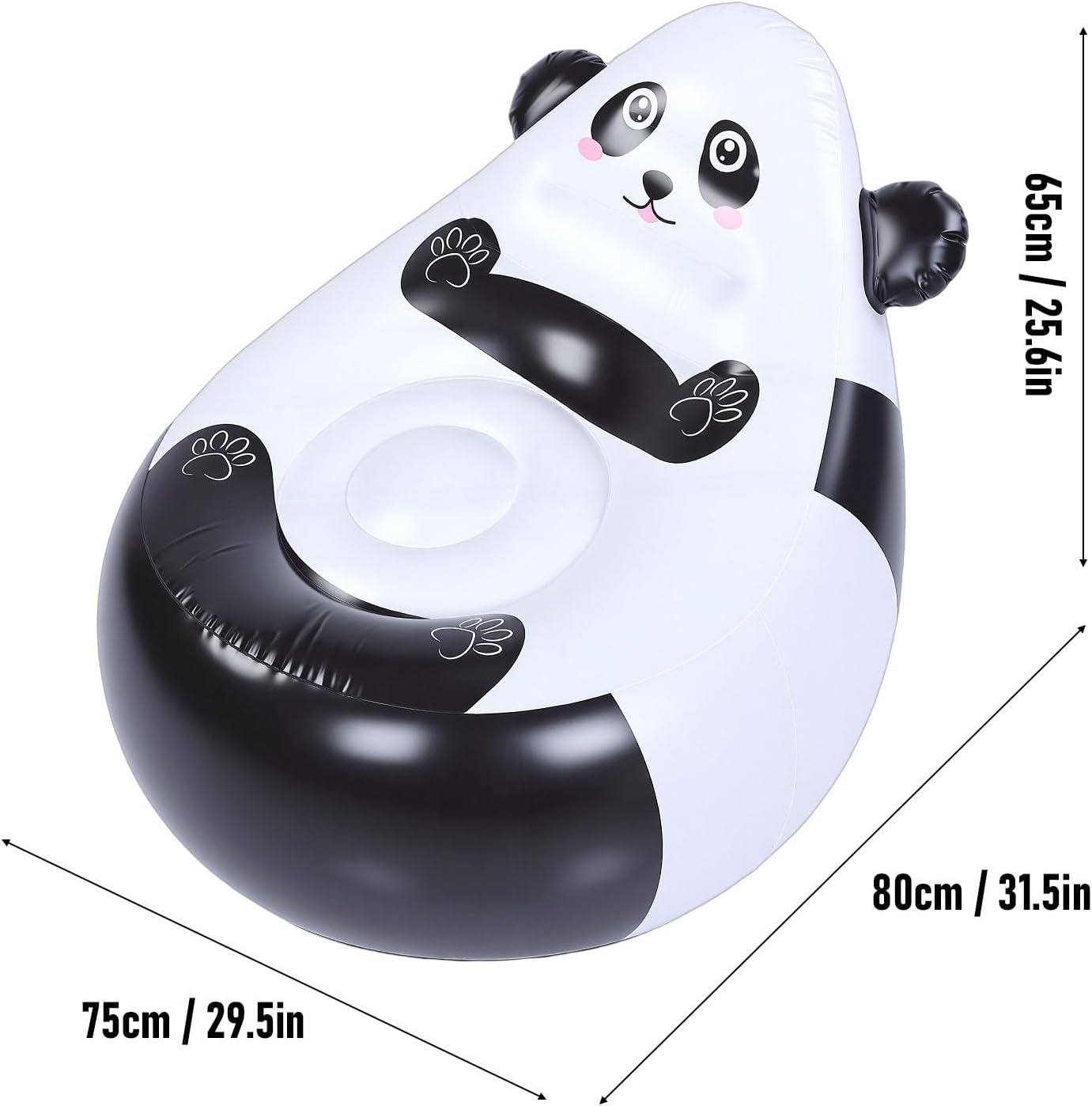 Zunate Cartoon Panda Inflatable Chair, Portable Animal Shaped Air Filled Couch for Kids, Lightweight Soft Seat for Outdoor Camping Beach Travel Indoor Backyard, Fun Inflatable Sofa with