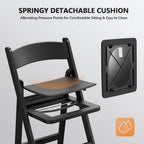 FCH Plastic Folding Chair with Padded Seat, Resin Foldable Chairs with Soft Cushion, Comfortable and Sturdy, Suitable for Indoor and Outdoor, Parties, Weddings, Commercial Events, Black, 4 Pack