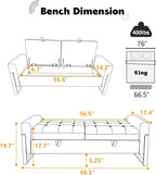 67" End of Bed Bench King Size, Velvet Storage Bench for Bedroom Foot of Bed, Double Lids Storage Bench with Golden Legs, Upholstered Ottoman Bench for Living Room Window Entryway, Brown