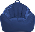 Posh Creations Structured Comfy Bean Bag Chair for Gaming, Reading, and Watching TV, Malibu Lounge, Soft Nylon-Navy