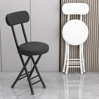 Folding Stool with Backrest, Cushioned Padded Leather Round Portable Foldable Bar Stool Chair for Kitchen(Green)