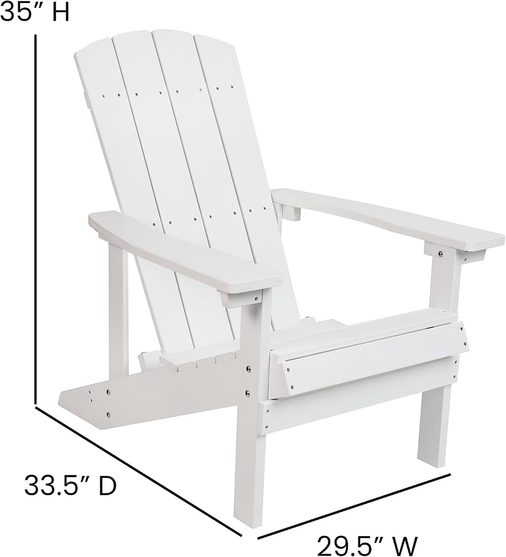 Flash Furniture Charlestown Poly Resin Adirondack Chair - White - All Weather - Indoor/Outdoor - Set of 2