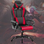 Ergonomic Gaming Chair, High Back PU Leather Office Chair with Adjustable Lumbar Support & Headrest – Swivel Computer Desk Chair for Adults, Teens, Kids – Heavy Duty Executive Red Game Chair-Red