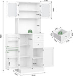 BOTLOG 72" Tall Kitchen Pantry Storage Cabinet, Kitchen Hutch Cabinet with Doors and Shelves, Modern Food Pantry with 2 Drawers for Dining Room, Living Room, White