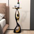 Creative Side Table with Tray Top, Flower Stand, Round End Table, Decorative Accent Piece for Living Room, Home Decor, and Bedside Table(Black)