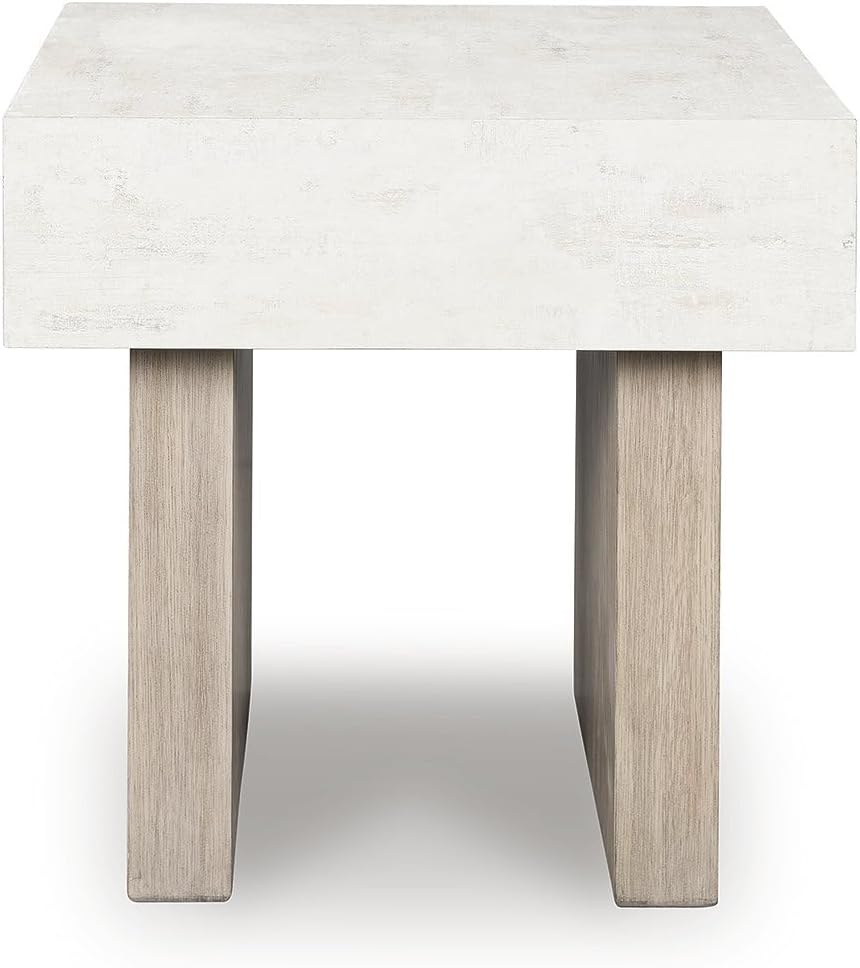 Signature Design by Ashley Jorlaina Modern End Table with Heat Resistant, Scratch Resistant and Fade Resistant Surface, Light Gray & Light Brown