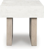 Signature Design by Ashley Jorlaina Modern End Table with Heat Resistant, Scratch Resistant and Fade Resistant Surface, Light Gray & Light Brown