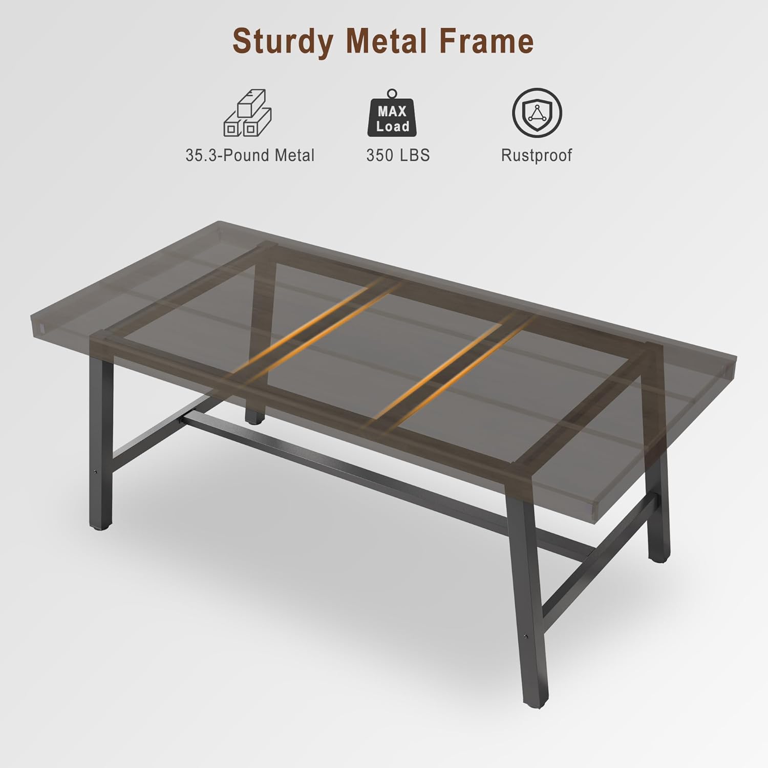 IDEALHOUSE Industrial Dining Table for 6-8 People, 70.87" Large Wooden Kitchen Table with Sturdy Metal Frame, Long Rectangular Dining Table Seats 6 for Dinner, Dining Room, Kitchen - Black