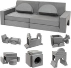 Modular Kids Play Couch, Fort Building Kids Couch for Room, Toddler Sofa That Folds, Grey