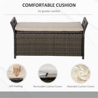 Outdoor Storage Bench with Cushioned Seat – Weather-Resistant Woven Rattan Box for Patio, Deck, Poolside and Garden Use