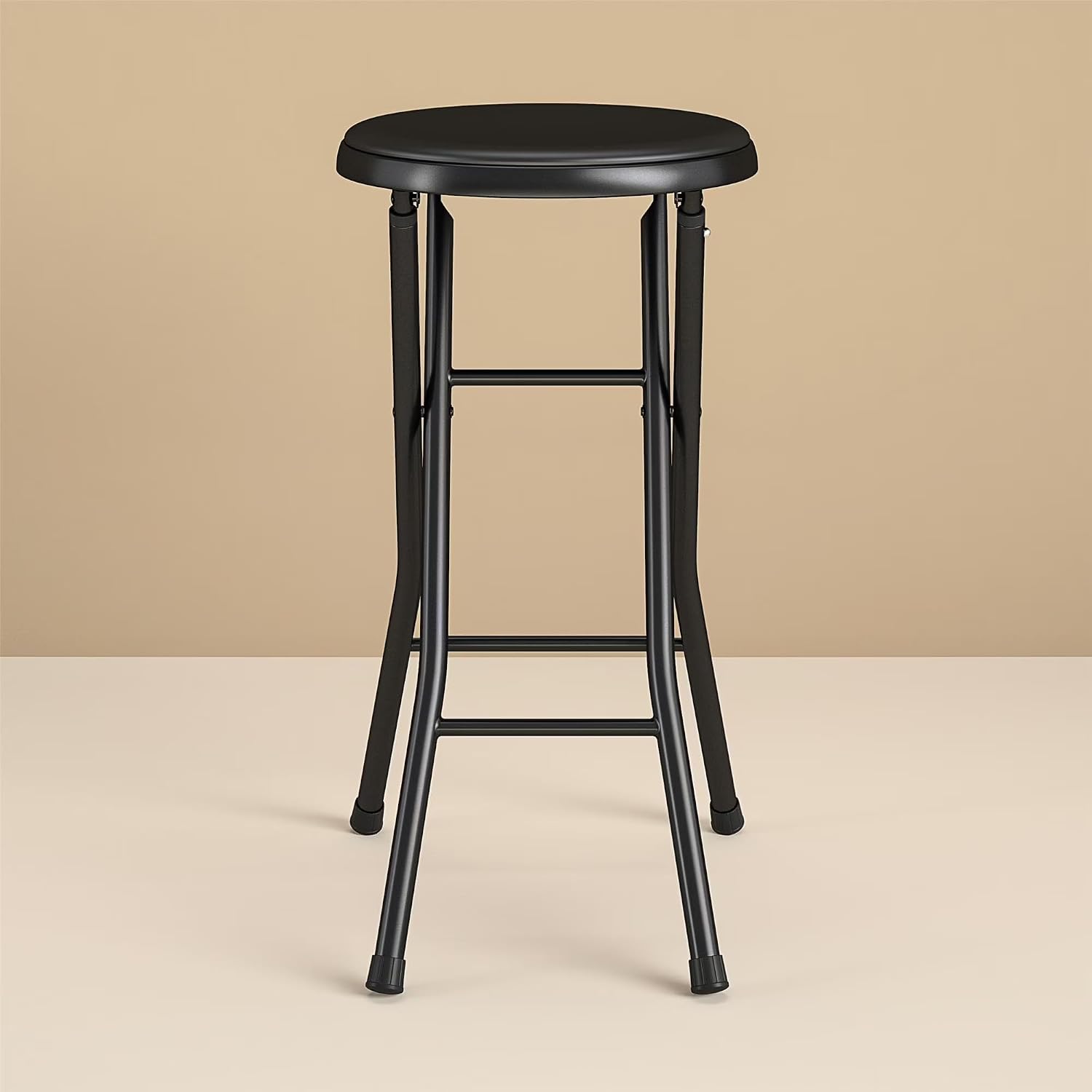 Vinyl Padded Folding Stool, 24 Inch, Black