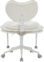 Meditation Chair Plus, Teddy Fleece Double-Layer Padding Cross Legged Rolling Chair for ADHD, Criss Cross Desk Chair with Lumbar Support, Adjustable Stool, Flexible for Fidgety Sitters, Ivory