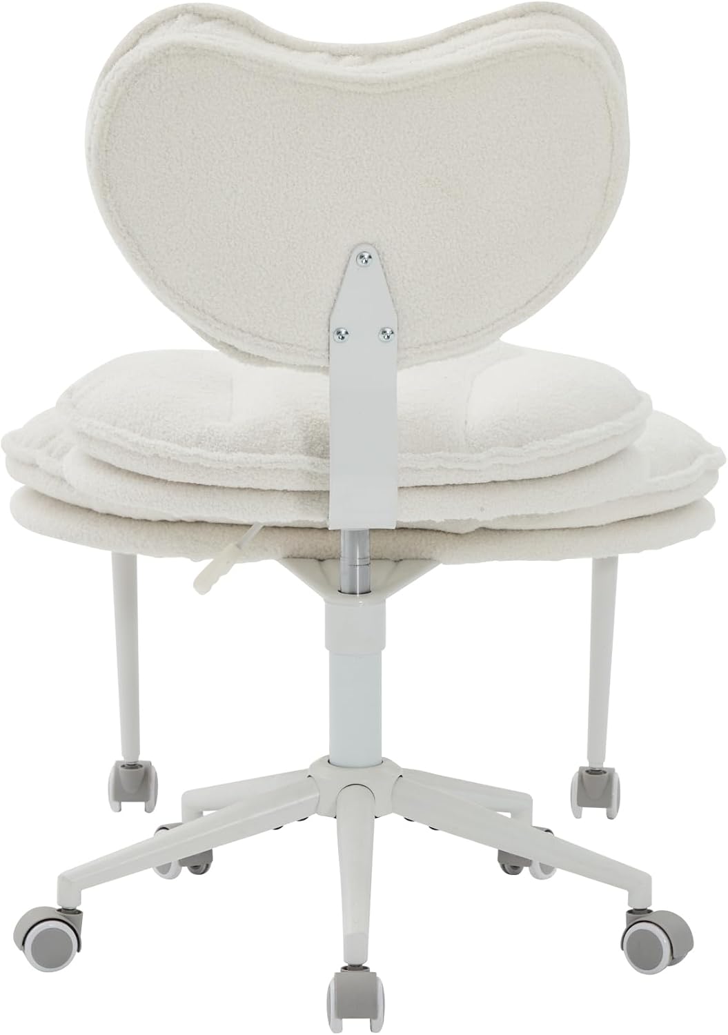 Meditation Chair Plus, Teddy Fleece Double-Layer Padding Cross Legged Rolling Chair for ADHD, Criss Cross Desk Chair with Lumbar Support, Adjustable Stool, Flexible for Fidgety Sitters, Ivory